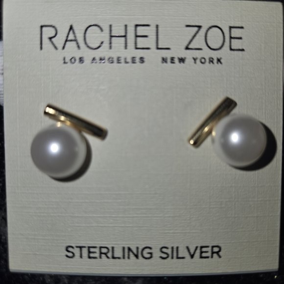 Rachel Zoe Sterling Silver Pearl Earrings - Picture 1 of 2